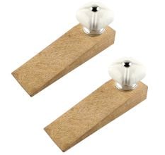2 Pieces Solid White Square Ceramic Door Stopper